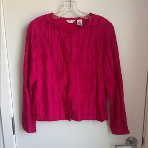 Coldwater Creek Vibrant Hot Pink Textured Open Cardigan